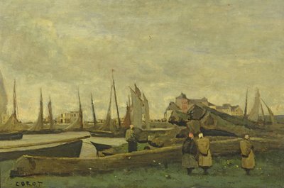 Treport - Ein Kai, ca. 1855-65 von Jean Baptiste Camille Corot